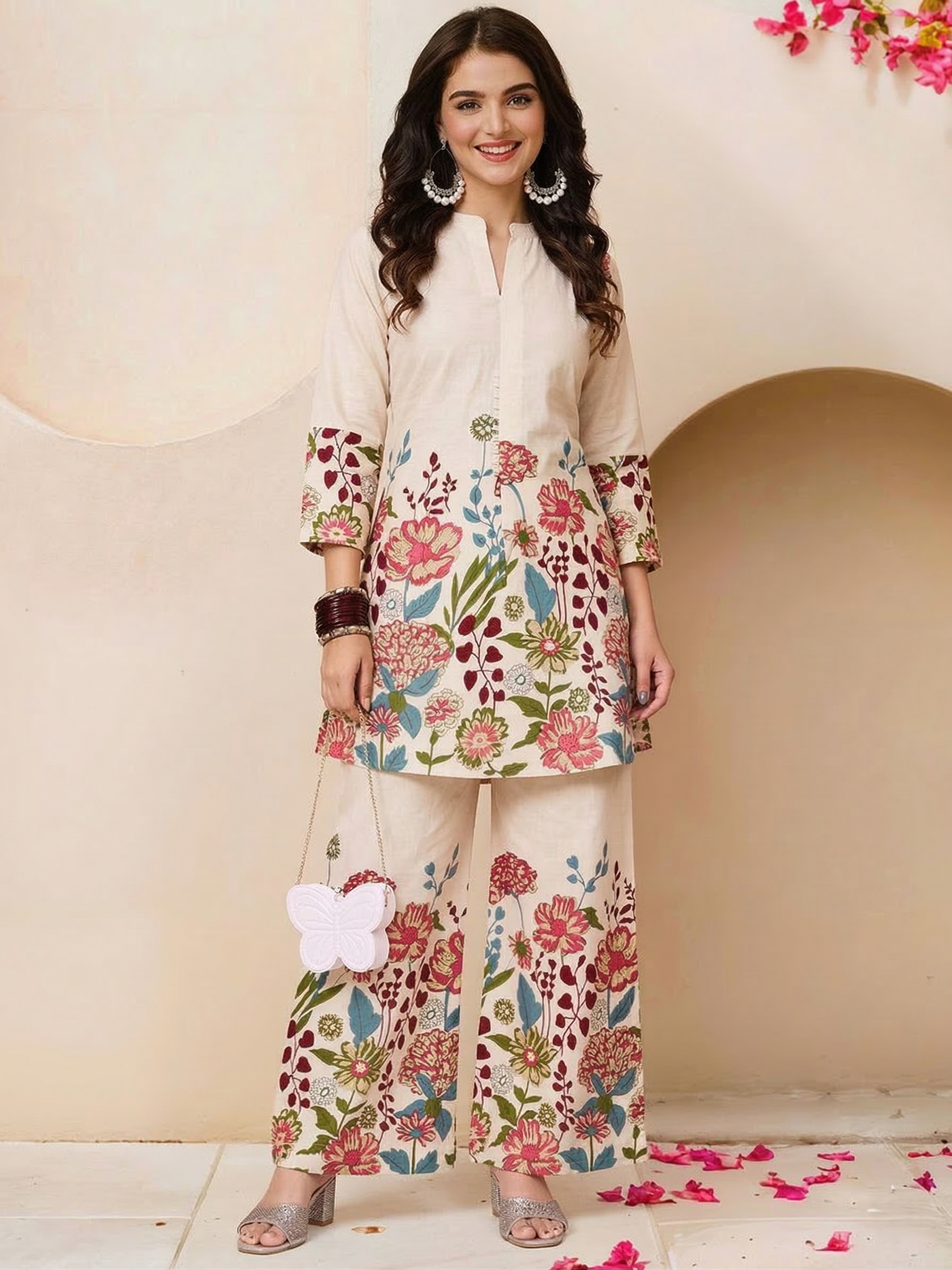 ivory floral printed co-ord set