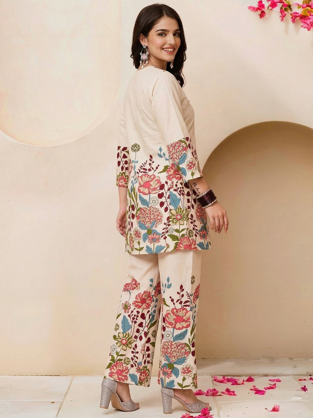 ivory floral printed co-ord set